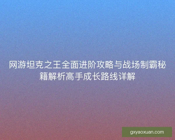 网游坦克之王全面进阶攻略与战场制霸秘籍解析高手成长路线详解