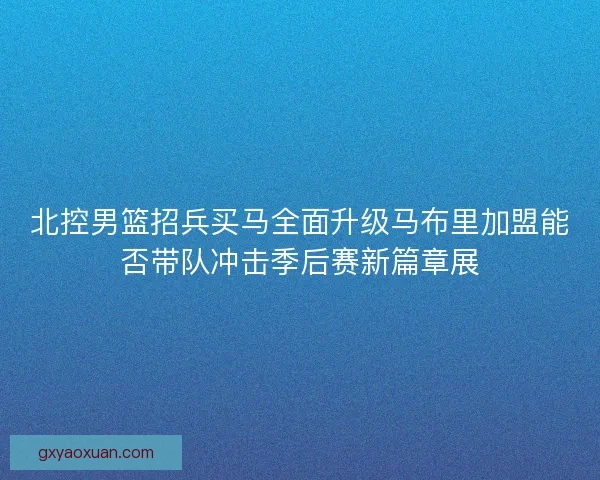 北控男篮招兵买马全面升级马布里加盟能否带队冲击季后赛新篇章展