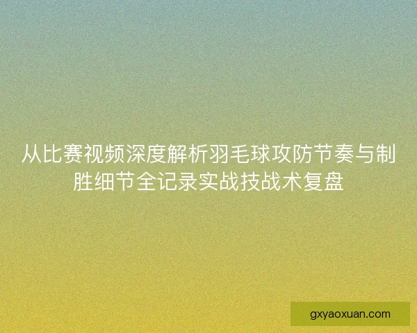 从比赛视频深度解析羽毛球攻防节奏与制胜细节全记录实战技战术复盘