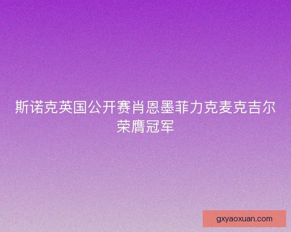 斯诺克英国公开赛肖恩墨菲力克麦克吉尔荣膺冠军