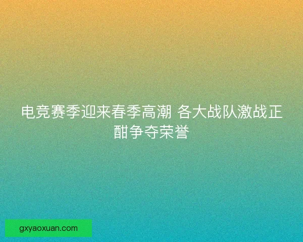 电竞赛季迎来春季高潮 各大战队激战正酣争夺荣誉